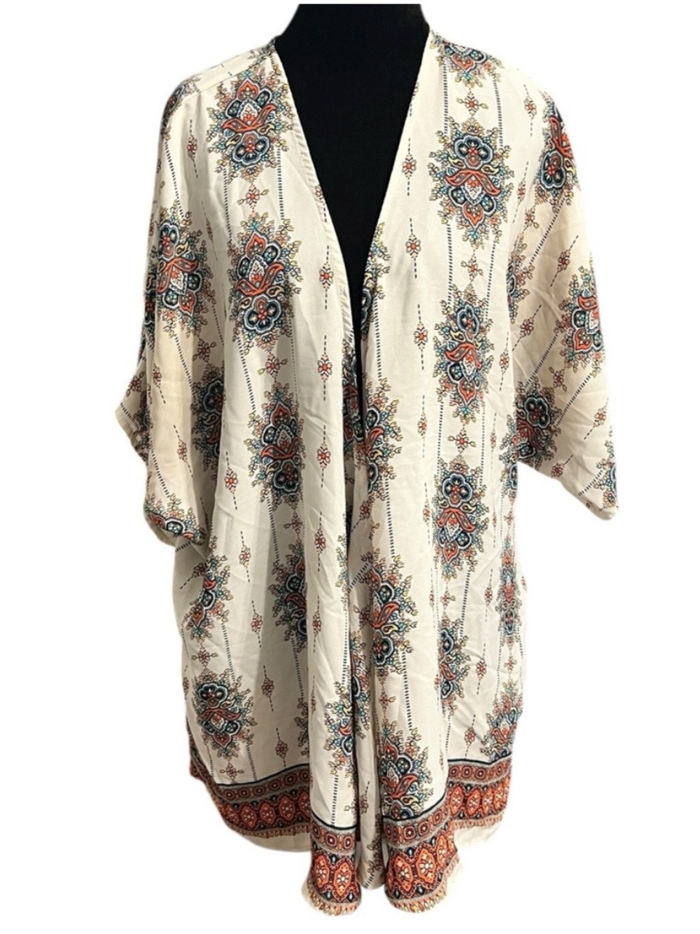 Liberty Love Cardigan/Shrug 1X White Orange Floral